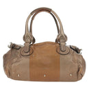 Chloe Paddington Hand Bag Leather Champagne Gold Silver Auth am11777A-2