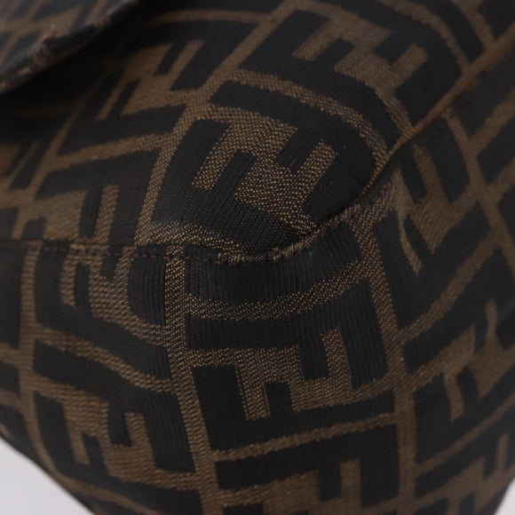 FENDI Zucca Canvas Mamma Baguette Shoulder Bag Black Brown Auth am11778V