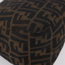 FENDI Zucca Canvas Mamma Baguette Shoulder Bag Black Brown Auth am11778V-16