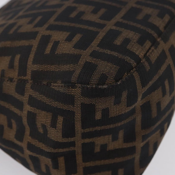 FENDI Zucca Canvas Mamma Baguette Shoulder Bag Black Brown Auth am11778V