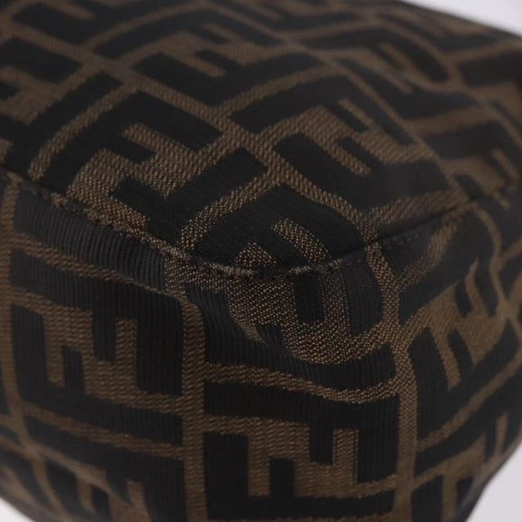 FENDI Zucca Canvas Mamma Baguette Shoulder Bag Black Brown Auth am11778V
