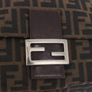 FENDI Zucca Canvas Mamma Baguette Shoulder Bag Black Brown Auth am11778V-18