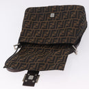FENDI Zucca Canvas Mamma Baguette Shoulder Bag Black Brown Auth am11778V-19