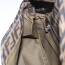 FENDI Zucca Canvas Mamma Baguette Shoulder Bag Black Brown Auth am11778V-22