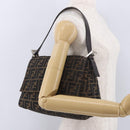 FENDI Zucca Canvas Mamma Baguette Shoulder Bag Black Brown Auth am11778V-25