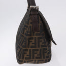 FENDI Zucca Canvas Mamma Baguette Shoulder Bag Black Brown Auth am11778V-4