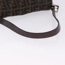 FENDI Zucca Canvas Mamma Baguette Shoulder Bag Black Brown Auth am11778V-7