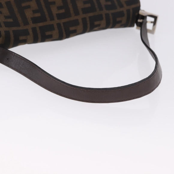FENDI Zucca Canvas Mamma Baguette Shoulder Bag Black Brown Auth am11778V