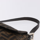 FENDI Zucca Canvas Mamma Baguette Shoulder Bag Black Brown Auth am11778V-8