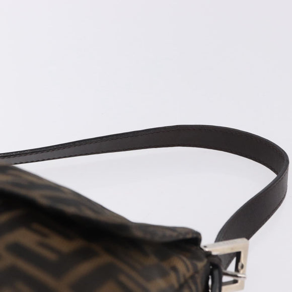 FENDI Zucca Canvas Mamma Baguette Shoulder Bag Black Brown Auth am11778V