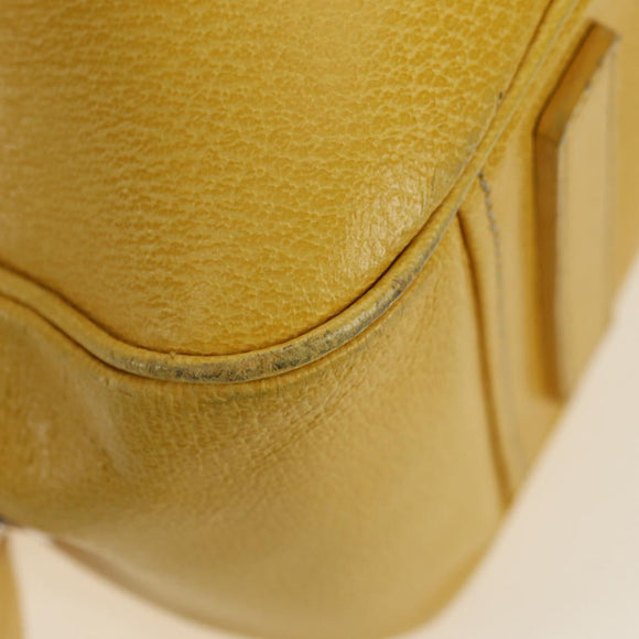 PRADA Handtasche Canvas Leder Beige Gelb Silber Auth am11779V