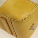 PRADA Handtasche Canvas Leder Beige Gelb Silber Auth am11779V-11