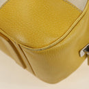 PRADA Handtasche Canvas Leder Beige Gelb Silber Auth am11779V-13
