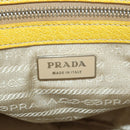 PRADA Handtasche Canvas Leder Beige Gelb Silber Auth am11779V-20