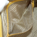 PRADA Handtasche Canvas Leder Beige Gelb Silber Auth am11779V-25