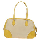 PRADA Handtasche Canvas Leder Beige Gelb Silber Auth am11779V-3