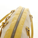 PRADA Handtasche Canvas Leder Beige Gelb Silber Auth am11779V-6