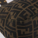 FENDI Zucca Canvas Mamma Baguette Shoulder Bag Black Brown gold Auth am11782V-14
