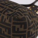 FENDI Zucca Canvas Mamma Baguette Shoulder Bag Black Brown gold Auth am11782V-15