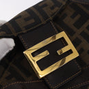 FENDI Zucca Canvas Mamma Baguette Shoulder Bag Black Brown gold Auth am11782V-10