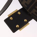 FENDI Zucca Canvas Mamma Baguette Shoulder Bag Black Brown gold Auth am11782V-18
