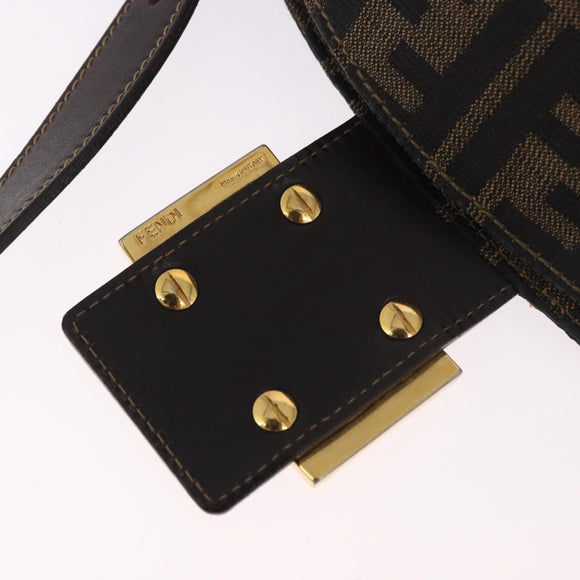 FENDI Zucca Canvas Mamma Baguette Shoulder Bag Black Brown gold Auth am11782V