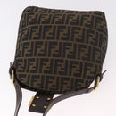 FENDI Zucca Canvas Mamma Baguette Shoulder Bag Black Brown gold Auth am11782V-19
