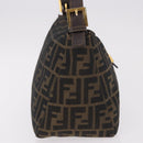 FENDI Zucca Canvas Mamma Baguette Shoulder Bag Black Brown gold Auth am11782V-4