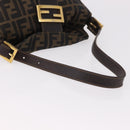 FENDI Zucca Canvas Mamma Baguette Shoulder Bag Black Brown gold Auth am11782V-7