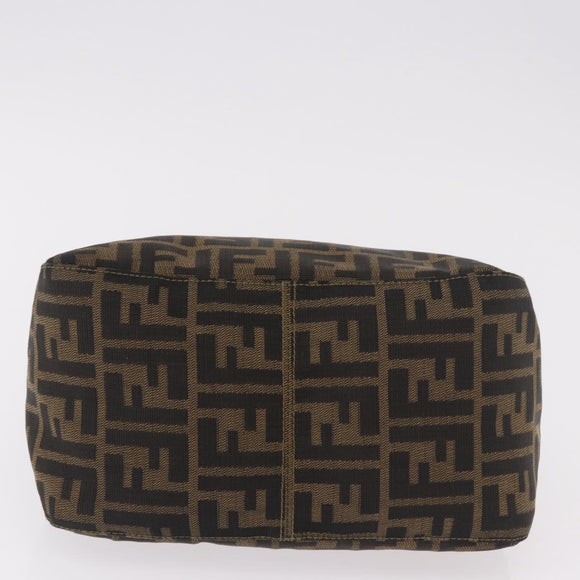 FENDI Zucca Canvas Mamma Baguette Shoulder Bag Black Brown gold Auth am11782V