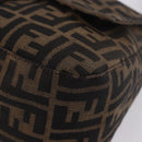 FENDI Zucca Canvas Mamma Baguette Schultertasche Schwarz Braun Silber Auth am11783V-11
