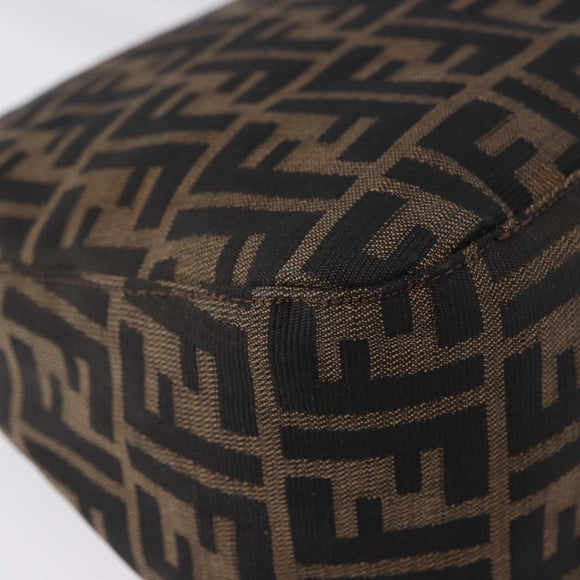 FENDI Zucca Canvas Mamma Baguette Schultertasche Schwarz Braun Silber Auth am11783V