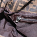 FENDI Zucca Canvas Mamma Baguette Schultertasche Schwarz Braun Silber Auth am11783V-22