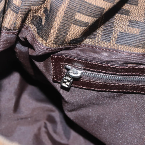 FENDI Zucca Canvas Mamma Baguette Schultertasche Schwarz Braun Silber Auth am11783V