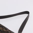 FENDI Zucca Canvas Mamma Baguette Schultertasche Schwarz Braun Silber Auth am11783V-8