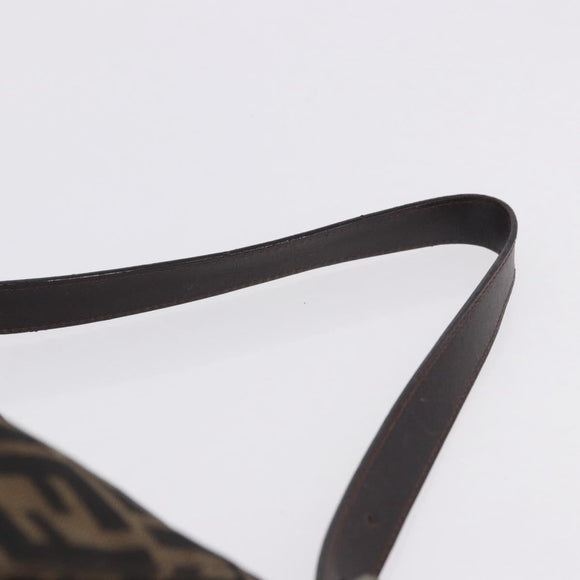 FENDI Zucca Canvas Mamma Baguette Schultertasche Schwarz Braun Silber Auth am11783V