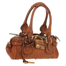 Chloe Paddington Mini Hand Bag Leather Brown Silver gold Auth am11785SAM-1