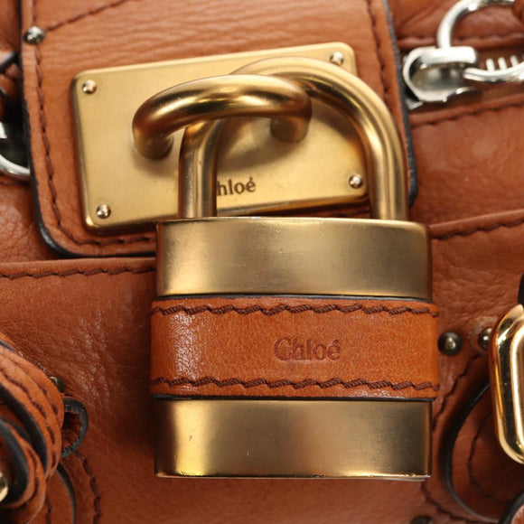 Chloe Paddington Mini Hand Bag Leather Brown Silver gold Auth am11785SAM