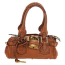 Chloe Paddington Mini Hand Bag Leather Brown Silver gold Auth am11785SAM-13