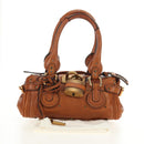 Chloe Paddington Mini Hand Bag Leather Brown Silver gold Auth am11785SAM-12