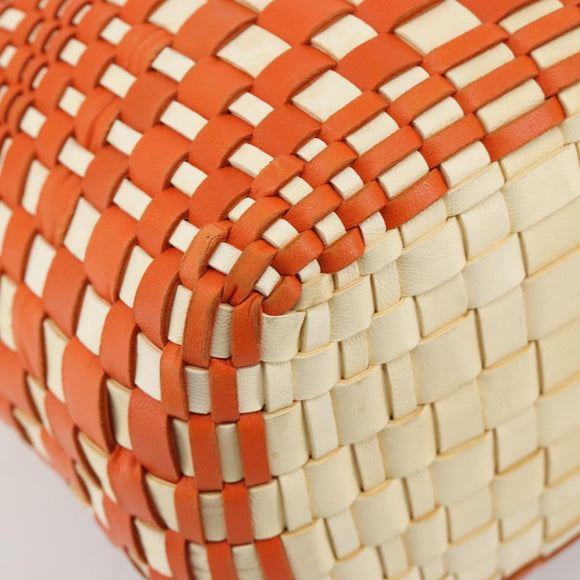 BOTTEGA VENETA INTRECCIATO Tote Bag Leather Orange Silver Auth am11786A