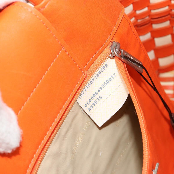 BOTTEGA VENETA INTRECCIATO Tote Bag Leather Orange Silver Auth am11786A