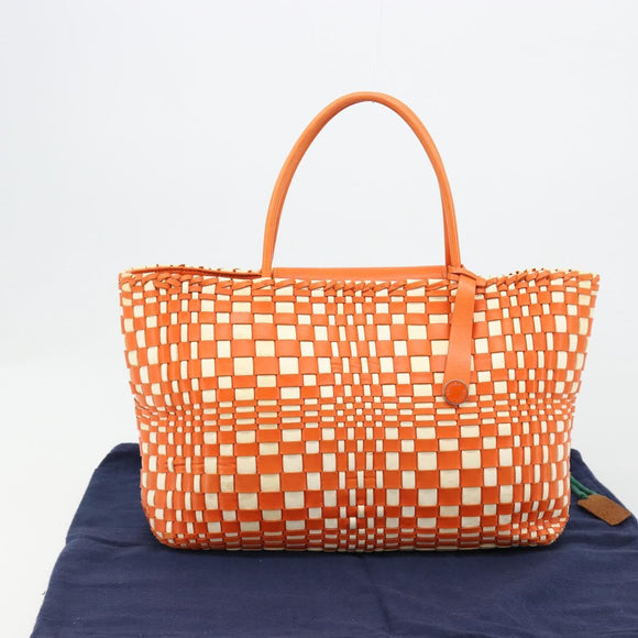 BOTTEGA VENETA INTRECCIATO Tote Bag Leather Orange Silver Auth am11786A