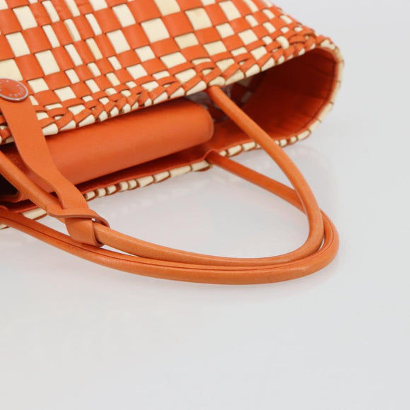 BOTTEGA VENETA INTRECCIATO Tote Bag Leather Orange Silver Auth am11786A