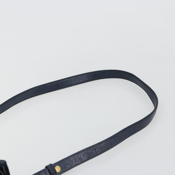 Miu Miu Side Ribbon Hand Bag Leather 2way Navy Gold Auth am11789A
