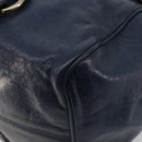 Miu Miu Side Ribbon Hand Bag Leather 2way Navy Gold Auth am11789A-16