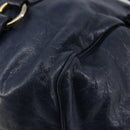 Miu Miu Side Ribbon Hand Bag Leather 2way Navy Gold Auth am11789A-18