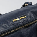 Miu Miu Side Ribbon Hand Bag Leather 2way Navy Gold Auth am11789A-20