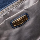 Miu Miu Side Ribbon Hand Bag Leather 2way Navy Gold Auth am11789A-21