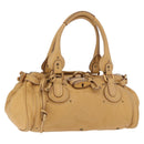 Chloe Paddington Hand Bag Leather Beige Gold Silver Auth am11792V-1